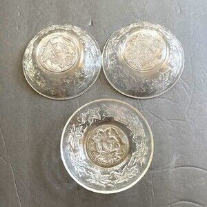 Embossed Grape Glass Clear Serving Bowls 5.5" Set Of 3